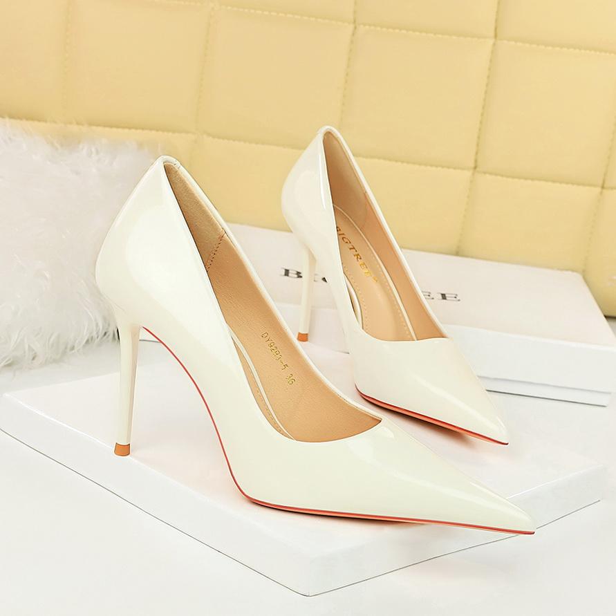 Европейская и американская мода, простые туфли из лакированной кожи на тонком высоком каблуке с острым носком, женские туфли на одинарном каблуке, женские туфли на высоком каблуке