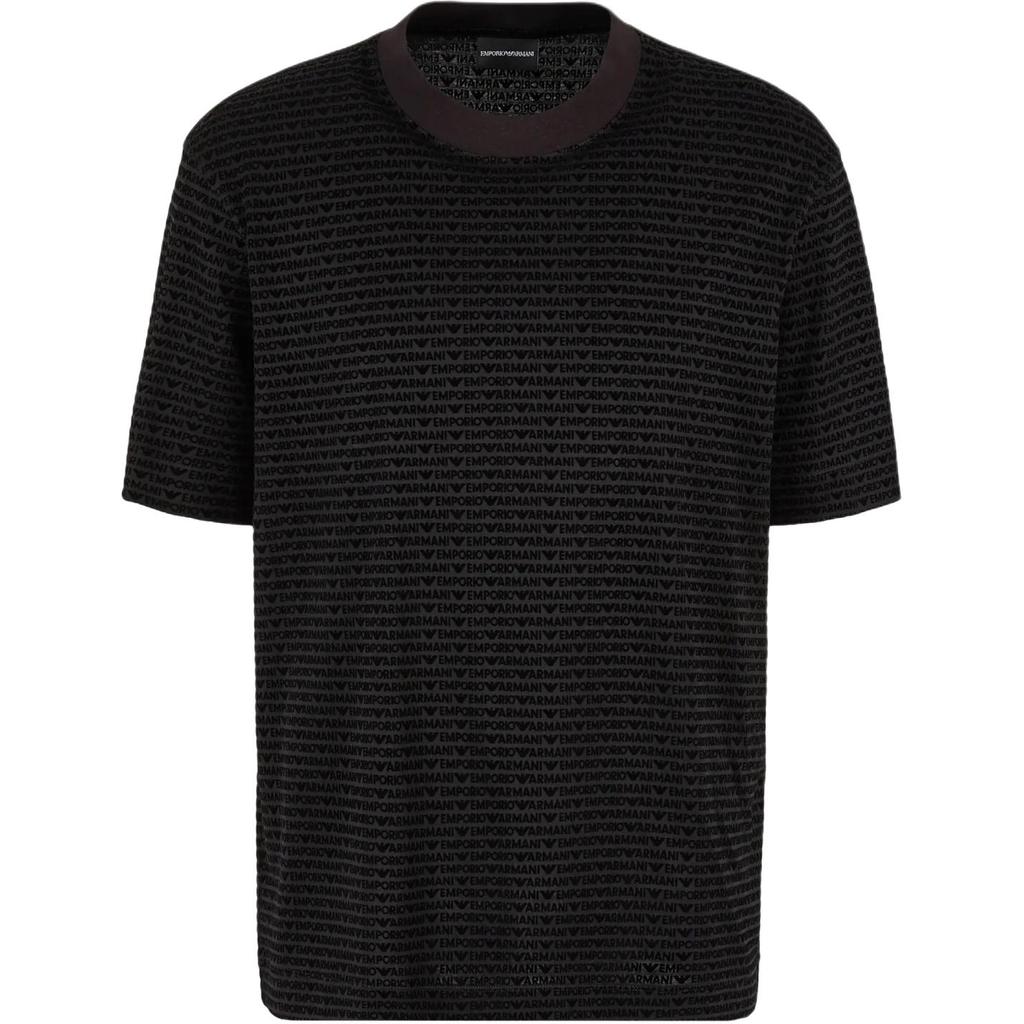 Emporio Armani Мужская футболка с принтом логотипа ss24, круглый вырез, короткий рукав, черная 6D1TD5-1JOSZ-0999