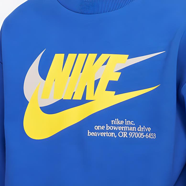 Nike Детский свитшот пуловер однотонный с круглым вырезом и логотипом Детский свитшот Синий FJ6525-480