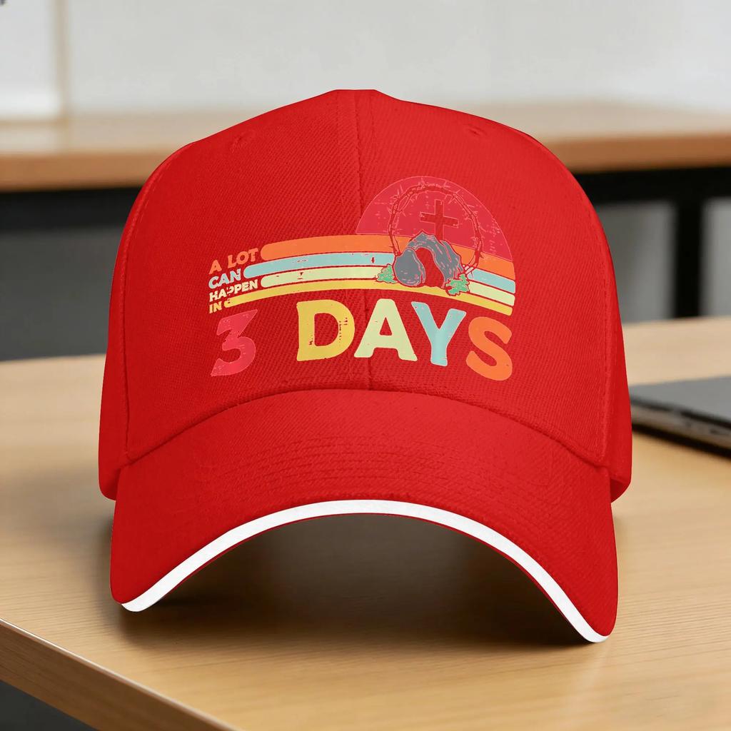 Easter A Lot Can Happen In Days Sun Baseball Cap Spring Unisex Unisex Design Trucker Hat Breathable Casual Tennis Baseball Caps