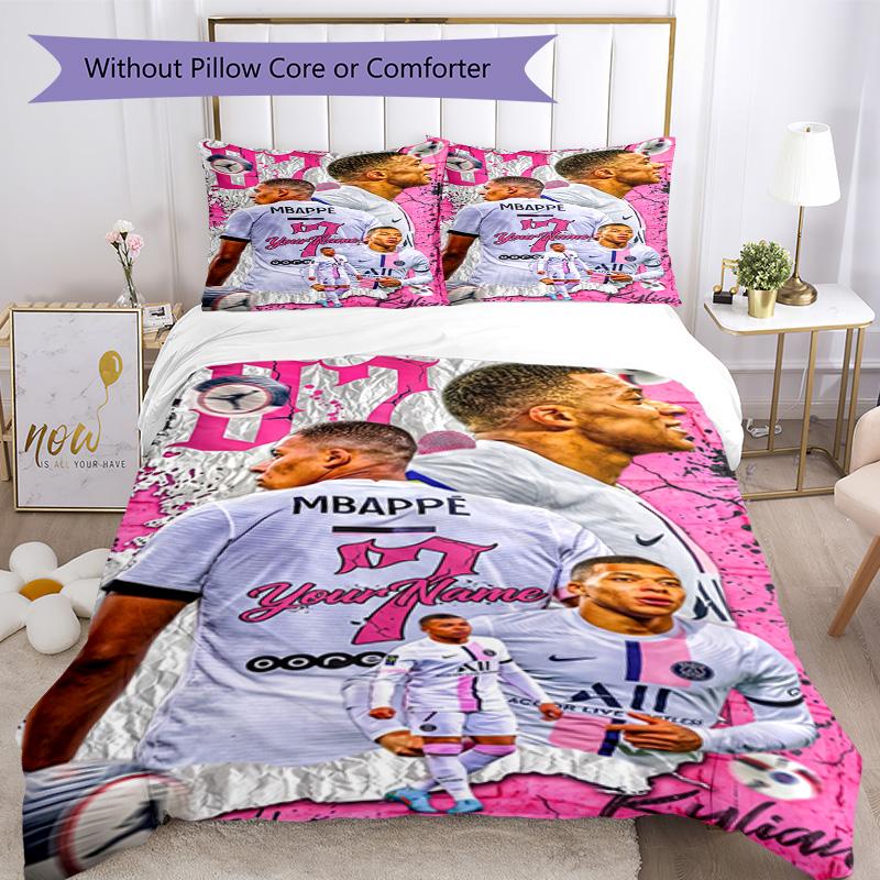 Mbappé Customized Name Bed Sheet Set Perfect for Decorate room Breathable Duvet Cover Bedroom Decor Perfect Gift for Women Men