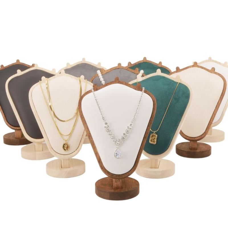 Элегантный прочный стенд для ожерелий из ворса, небольшой деревянный держатель для ювелирных изделий, портативный аксессуар для витрины на прилавке