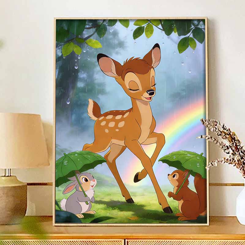 Disney Diamond Art Painting Kit 5D Bambi and Friends Diamond Painting Dot Art Kit Home Wall Decor