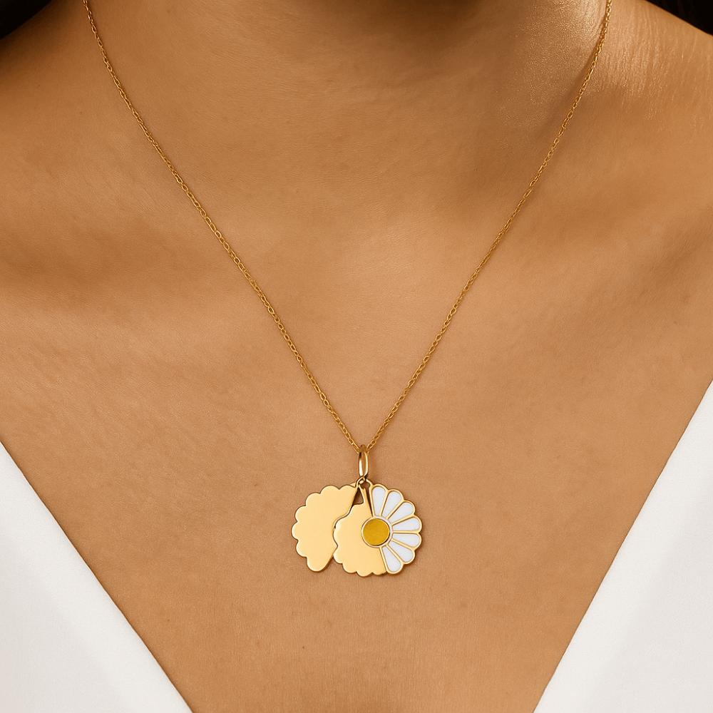 Handmade Glaze Oil Chrysanthemum Pendant Titanium Steel Daisy Necklace  Jewelry Accessories