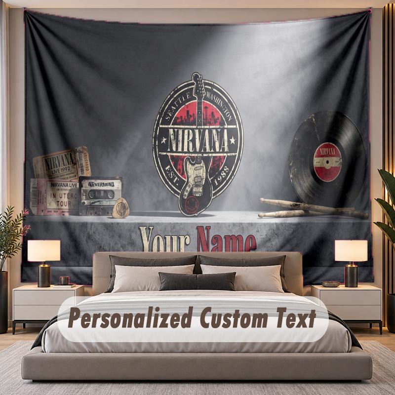 Custom Name Text Tapestry Nirvana Personalized Polyester Wall Tapestry For Bedroom And Room