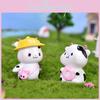 Adorable Cartoon Cow Resin Figurine For Diy Fairy Gardens And Terrariums