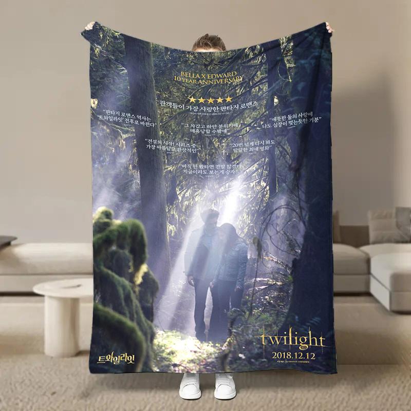 Warm Soft Classic Movie T-Twilight Print Blanket Fluffy Children and Adults Sofa Plush Bedspread Throw Blanket for Sofa Bed