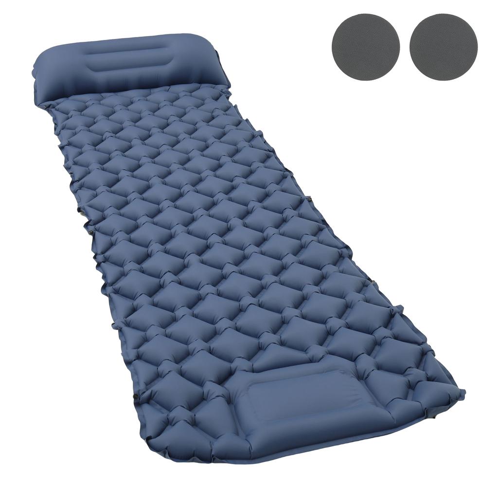 190cm Inflatable Mat Outdoor Camping Sleeping Pad Ultralight Thicken with Built-in Pillow & Pump Air Ma for Travel Hiking