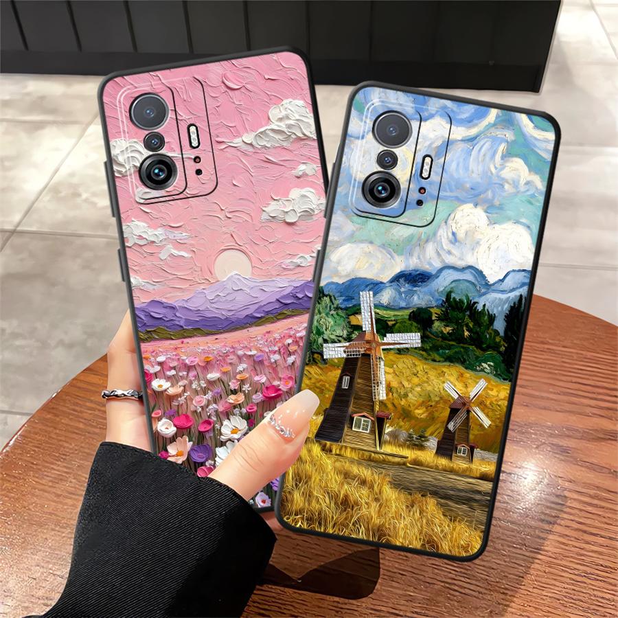 Чехол для телефона Funda для Xiaomi Mi 10T 11T 13 Lite 12X 11 12 14 12T Pro Креативный масляный пейзаж