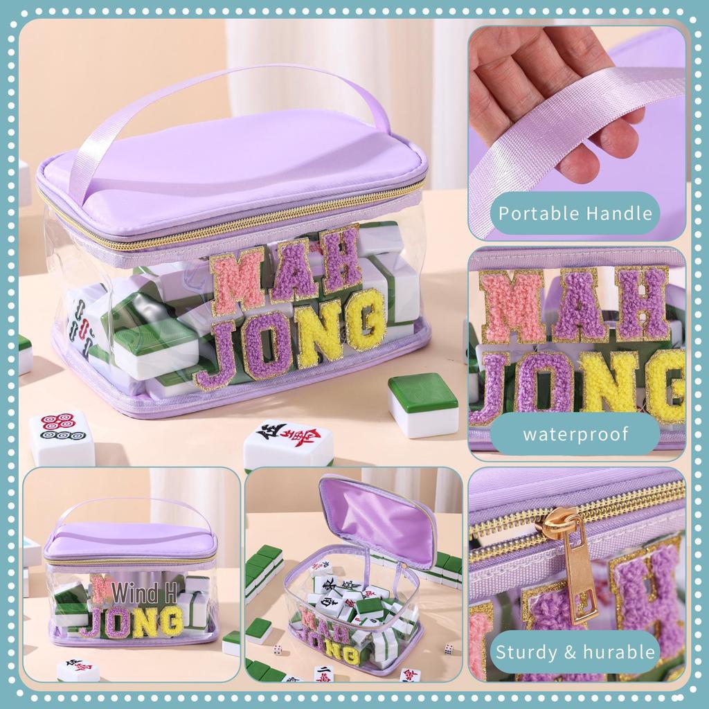 Mahjong Transparent Cosmetic Travel Bag, Wet & Dry Separation, Large Capacity Wash Bag