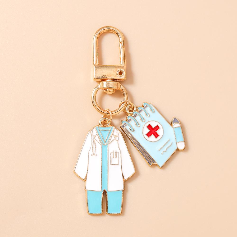 New Enamel Doctor's Gown keychain Ambulance Key Ring Pendants for Women Girls Handbag Decor DIY Key Chain Jewelry Gifts