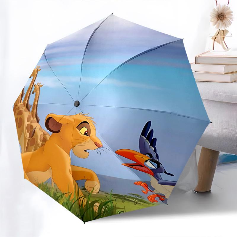 Lion King Themed Automatic Opening and Closing Umbrella, Brightly Colored 8-rib Portable Umbrella, Suitable for Men and Women, A Perfect Gift for Chri