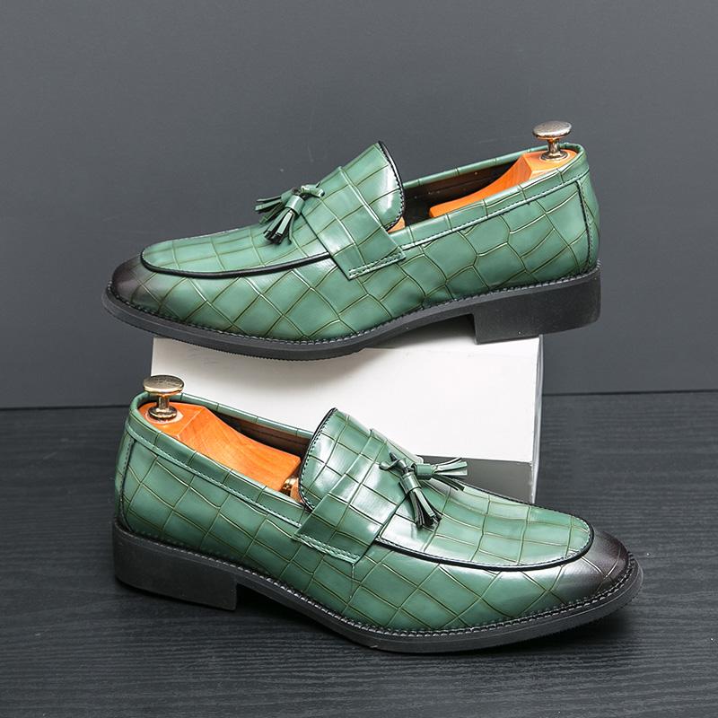 Fashion British Luxury New Designer Alligator Pattern Tassels Formal Shoes For Men Dress Wedding Prom Homecoming Zapatillas Hombre