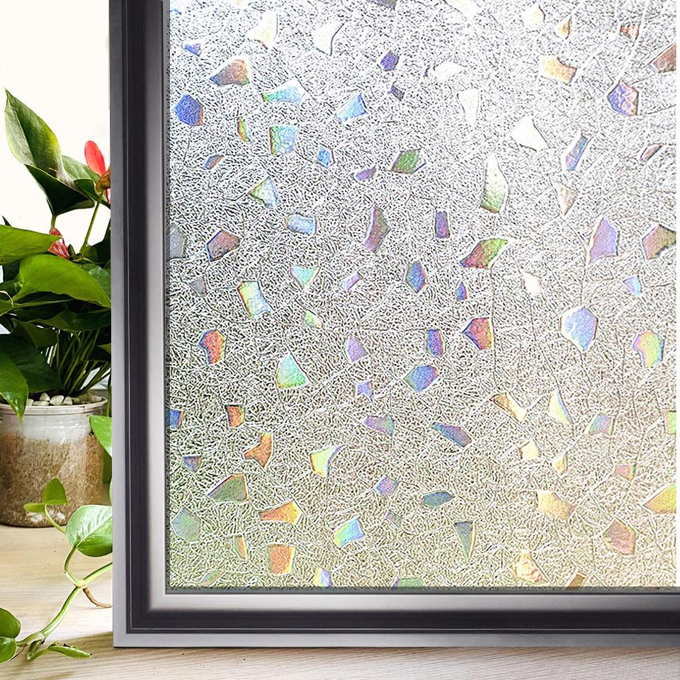 Window Privacy Film Rainbow Window Clings 3D Decorative Window Vinyl Stained Glass Window Decals, Static Cling Window Sticker