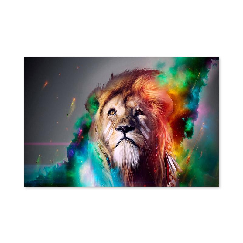 Абстрактное животное Лев Холст Печать плакатов Современная живопись Настенная картина для гостиной Украшения дома Подарок Cuadros