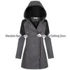 Women's Mid-Length Woolen Hooded Windbreaker with Oblique Zipper - Warm Winter Coat