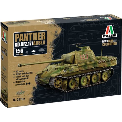 Italeri 1/56 Немецкий танк Sd.Kfz.171 Panther Ausf.A времен Второй мировой войны Пластиковая сборная модель IT25752