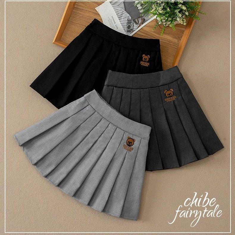 Клетчатая плиссированная юбка для девочек - Осень/Зима 2023, Модная короткая юбка в корейском стиле