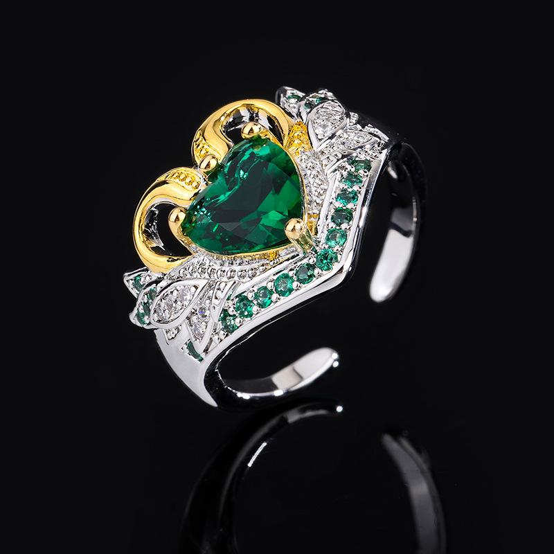 Кольцо с цирконием Wish, двойной лебедь, любовь, темперамент, премиум, ретро, ужин, цирконий, кольцо