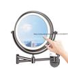 Присоска для ванной с подсветкой, зеркало для макияжа, настенное, выдвижное, складное, без отверстий, вращающееся увеличительное зеркало для красоты