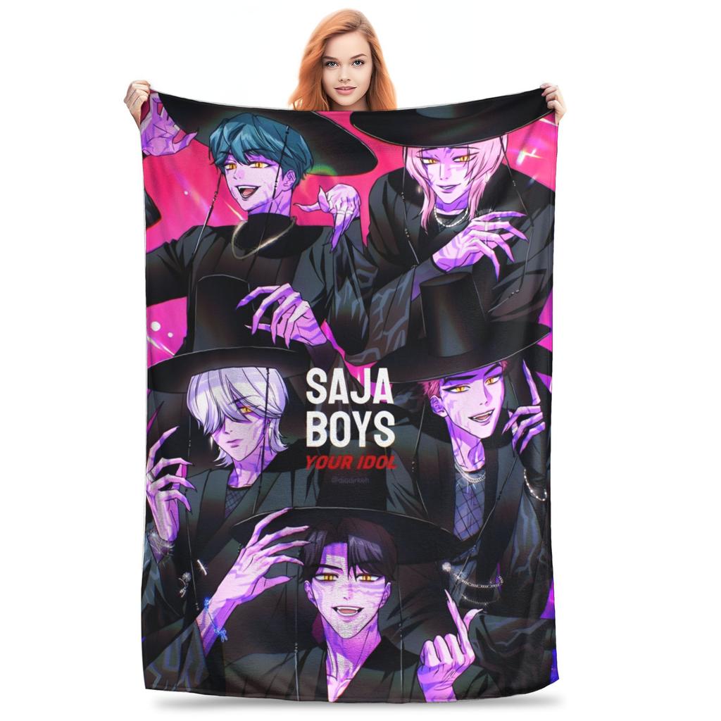 KPop Demon Hunters Huntrix Blankets Flannel Autumn/Winter Portable Soft Throw Blankets for Bedding Couch Bedspreads