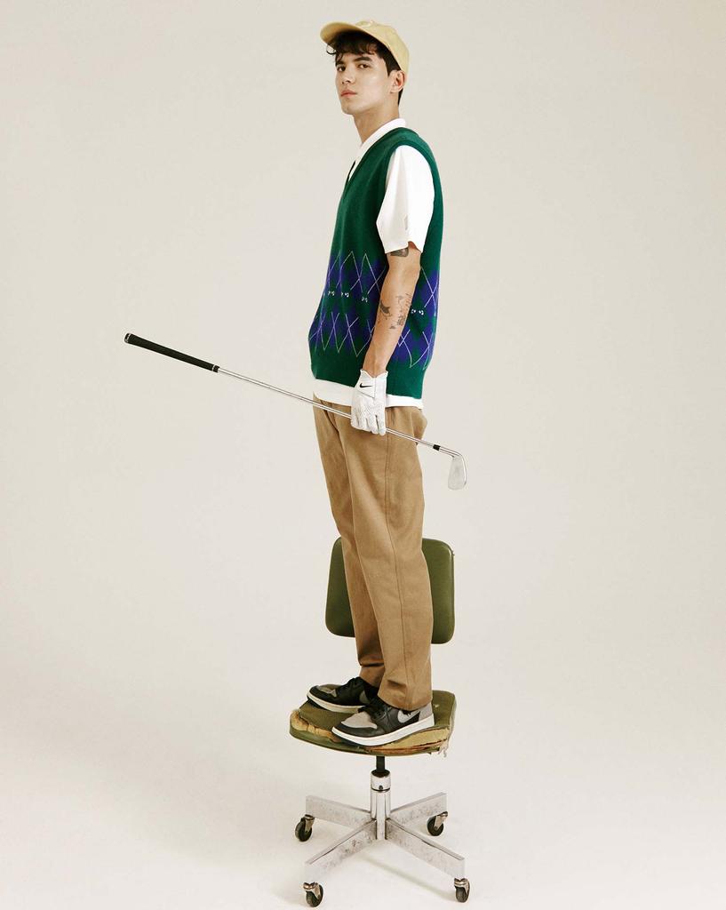 The Greencup X Le Sonnet Logo & Argyle Knit Vest Green