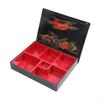 Japanese Bento Box Lunch Red and Black 6 Compartments Food Container Serving Dish for Restaurant