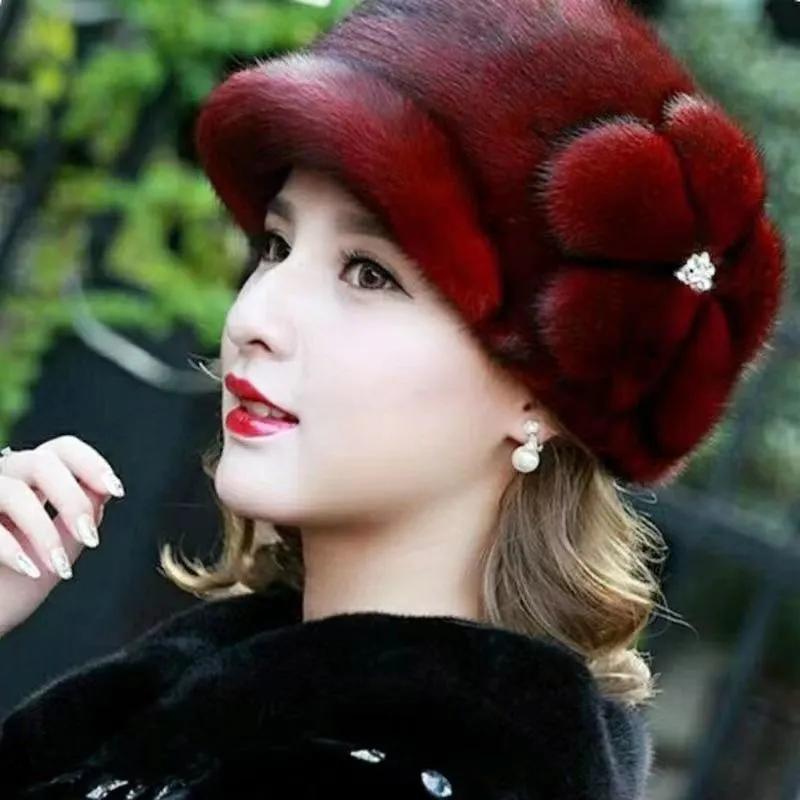 WTEMPO Большой цветок Ретро Элегантный Теплый Утолщенный Мягкий Женский Шляпы Осень Зима Повседневный Универсальный Плюшевые Шапки Однотонный Ветрозащитный Защищающий от холода Шляпы