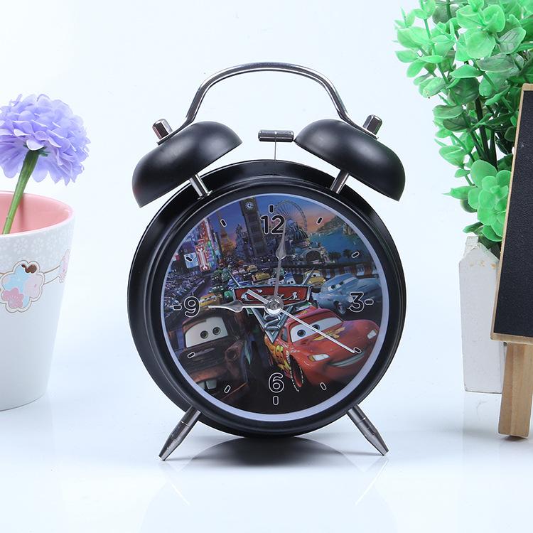 1 inch metal spray paint cartoon car red and black alarm clock night light creative bell children's school clock