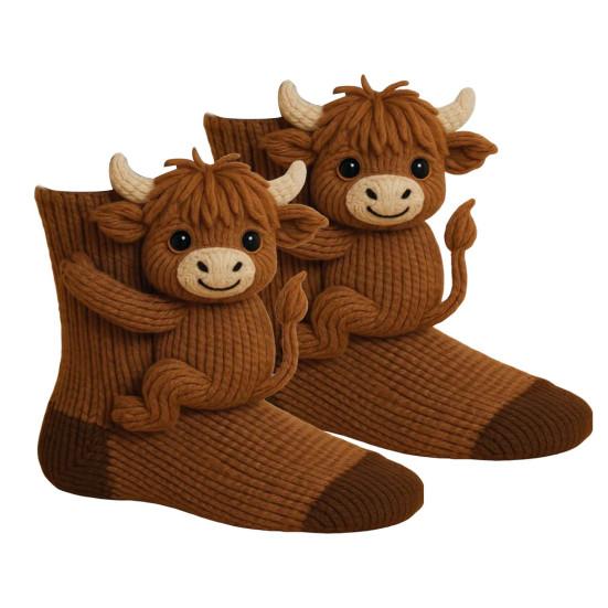 Yousheng 3D Knit Animal Socks Winter Warm Thick Socks with Santa Xmas Tree Animal Hug Socks Christmas Gifts for Kids And Adults