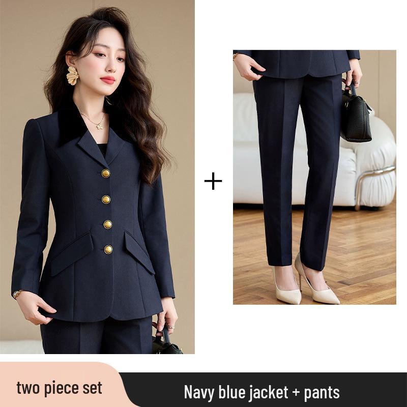 Комплект женского профессионального брючного костюма высокого класса - Осень 2024 Формальная рабочая одежда для изысканного образа
