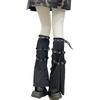 Women Punk Lace Up Straps Flared Leg Warmers Japanese Harajuku Eyelets Knee Length Foot Cover Long Tube Socks Streetwear