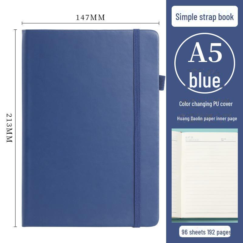 «Блокнот формата А5 в твердом переплете с полиуретановым ремешком, настраиваемым логотипом, свежим и простым дизайном»