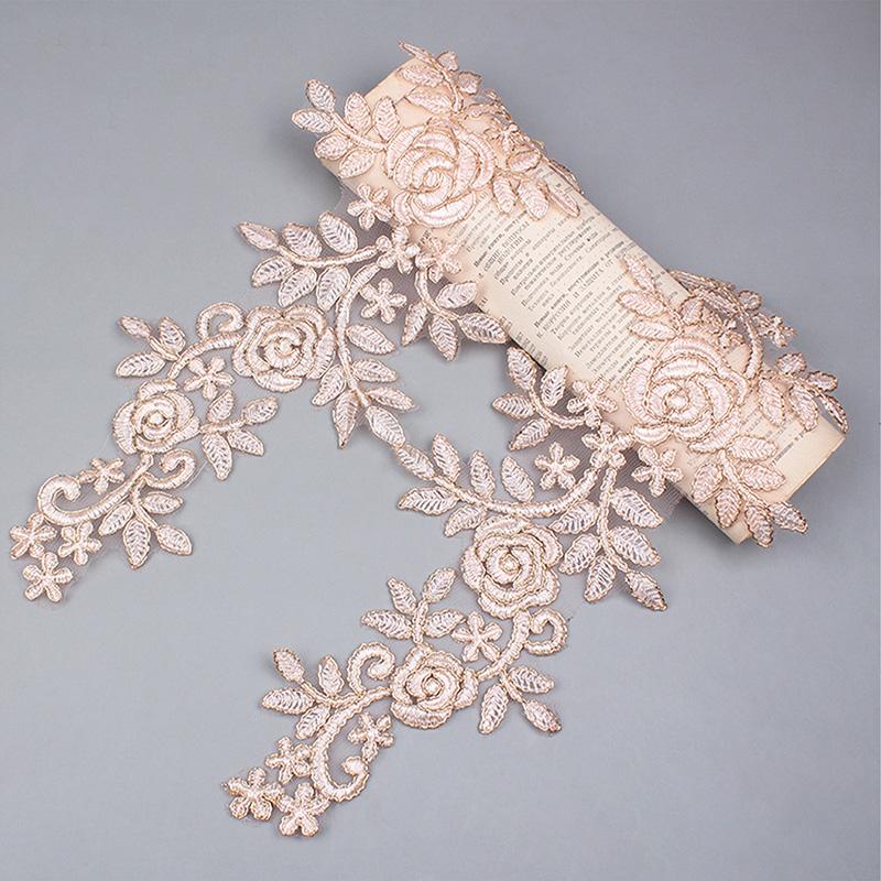 1 пара вышитых наклеек, аксессуары для одежды, кружево для отделки свадебного платья, 16*36 см, швейная аппликация