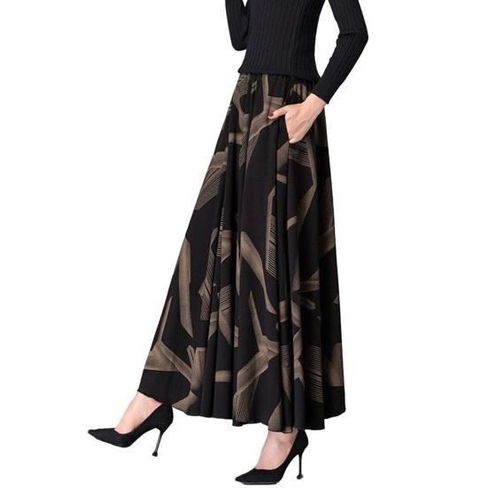 Женская юбка с цветочным принтом, высокая талия, большой подол, длинная юбка А-силуэта, плиссированная юбка макси в стиле бохо