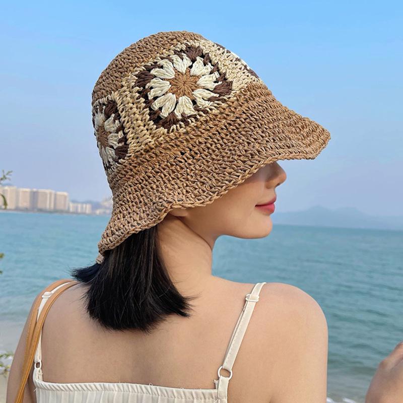 Women's Large Brim Foldable Breathable Straw Sun Hat for Summer Travel & Vacation