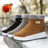 Winter Fur Lined Snow Boots for Men Thick Warm Slip-On Fleece Inside Boots for Male Outdoor Lace-Up Ankle Booties