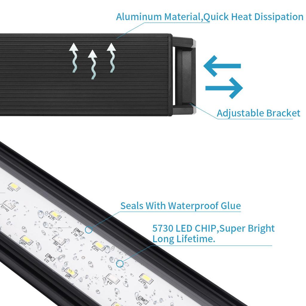 16-дюймовый светильник для аквариума с таймером, погружной светильник для аквариума, регулируемая яркость, 3 режима освещения