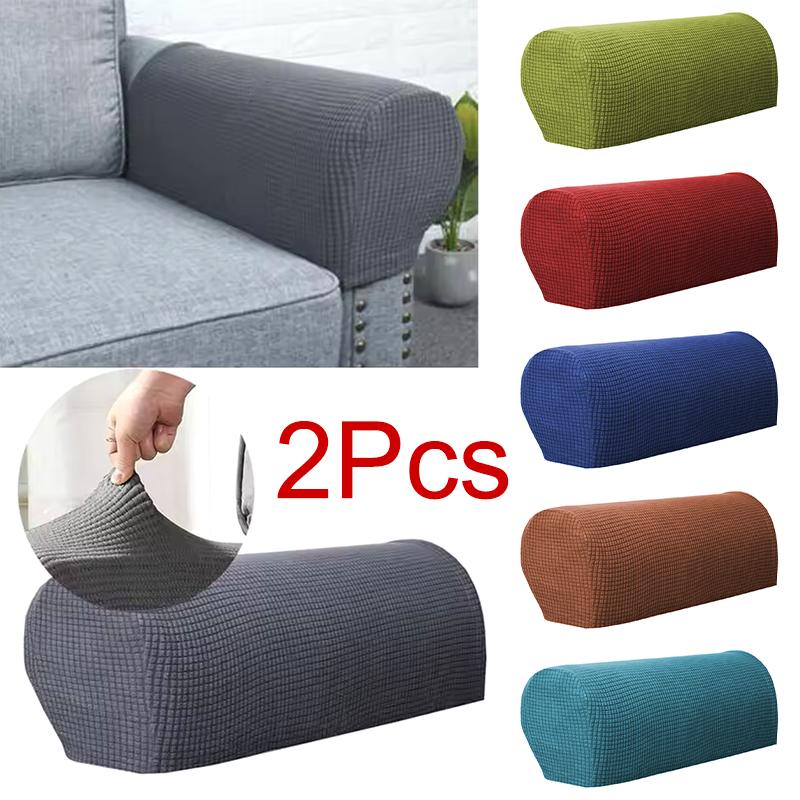 2Pcs/Set Couch Chair Protector Removable Armchair Covers Replaceable Solid Color Modern Polyester Fiber Armrest Arm Stretch Sofa