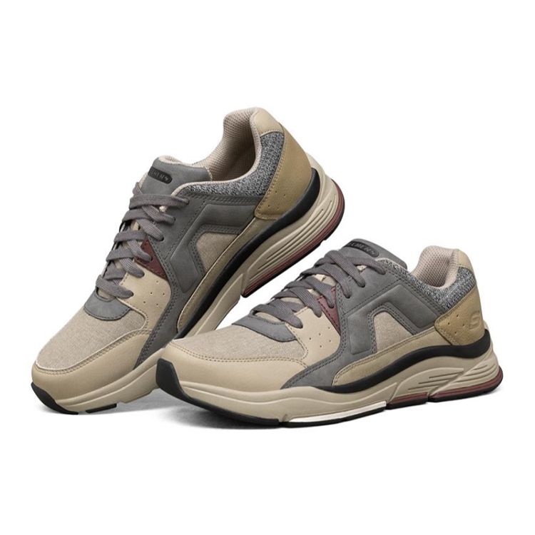 Skechers Benago Удобные Спортивные Сетчатые Синтетическая Кожа Низкие Повседневные Беговые Кроссовки Мужские кроссовки Коричневый 210023-TAN