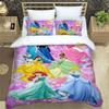 Princess series duvet cover set, 3D children's bedding three-piece set, includes 1 duvet cover and 2 pillowcases, extra large si