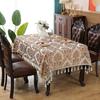 European Tablecloth Embroidered Jacquard Dining Table Cloth Vintage Tassel Tea Table Cover Chinese Style Satin Square Tablecloth