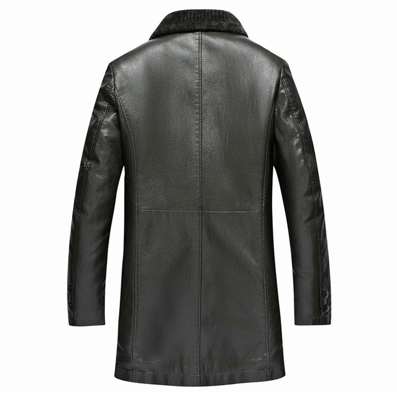 New Haining Fur Coat Velvet and Thickening Middle-aged Men's Leather Jacket Mid-length Fur One-piece Leather Jacket for Men