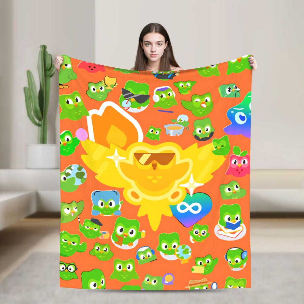 Warm Blanket Picnic Duolingos Owl Throw Blanket Flannel Bedspread For Outdoor Pattern Sofa Bed Cover