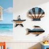 3 шт. Деревянная Рыба Ракушка Морская Звезда Пляжное Настенное Украшение Рустикальное Морское Украшение для Домика у Озера Подвесная Скульптура Океанская Прибрежная Тема Настенное Искусство для Ванной Комнаты Спальни