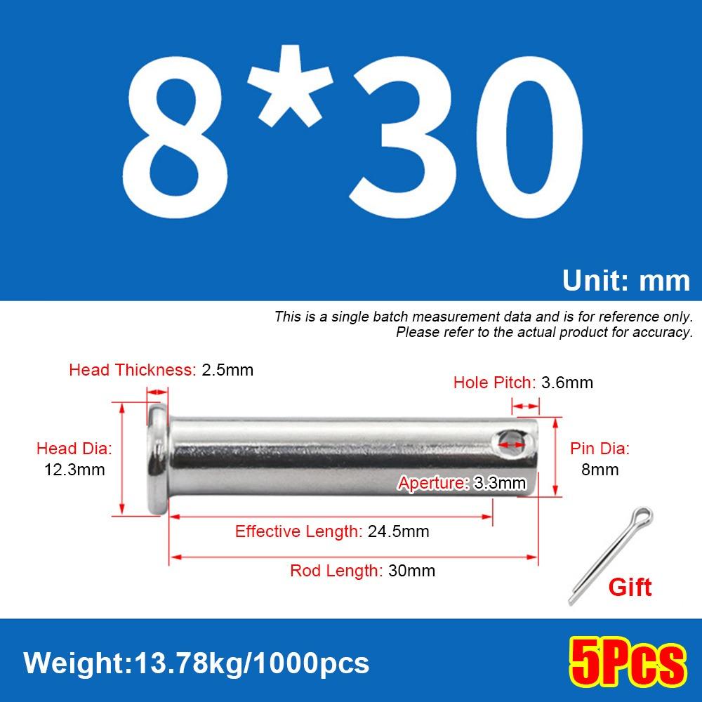 5Pcs/Set Cylindrical Positioning Pin Flat Head Plug Pin Set Durable Pin Shaft Cotter