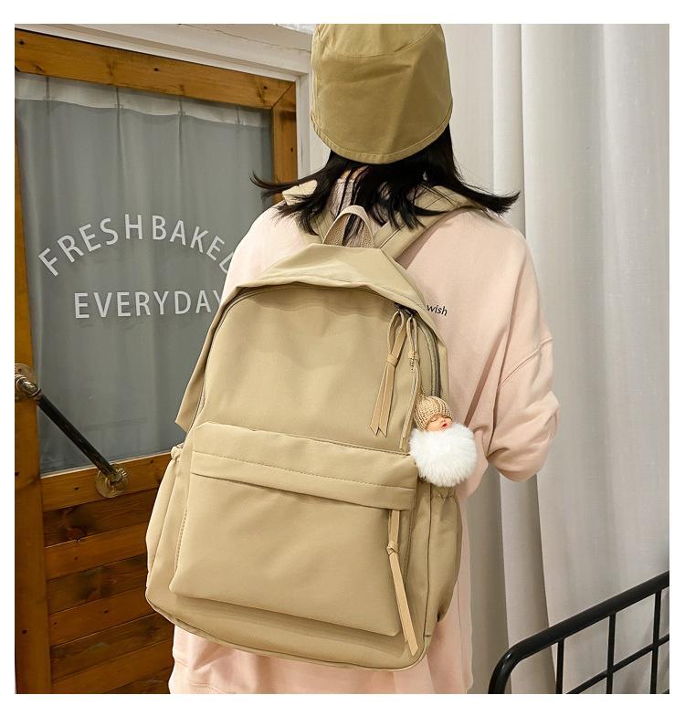 Schoolbag schoolbag female college student Japanese ins solid color Harajuku student backpack wholesale large capacity versatile backpack