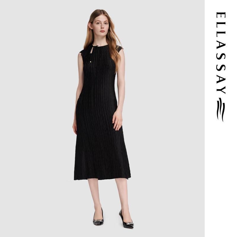 ELLASSAY Pleated Sleeveless A-Line Midi Dress