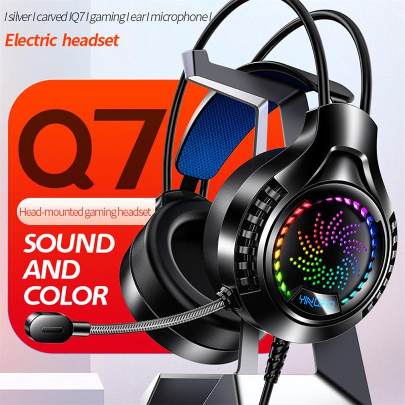 Компьютерная гарнитура с микрофоном 7,1-канальная светящаяся USB-игровая стерео музыкальная Наушники с шумоподавлением