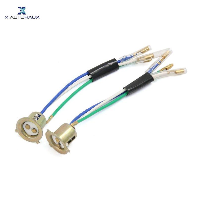 X Autohaux 2 Pcs 3 Wires Motorcycle Scooter Headlight Head Lamps Socket Holder Adapter Fit for CG125 JH70 DY100